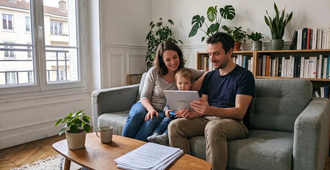 Famille recevant la validation de leur dossier de prêt conventionné